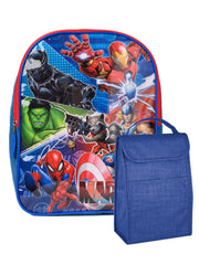 Marvel Avengers Backpack 15" Spider-Man w/ Insulated Lunch Bag Blue 2-Piece Set