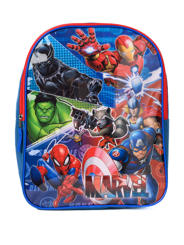 Avengers Backpack 15" Spider-Man Thor Iron Man w/ Marvel 4-Sheet Sticker Book