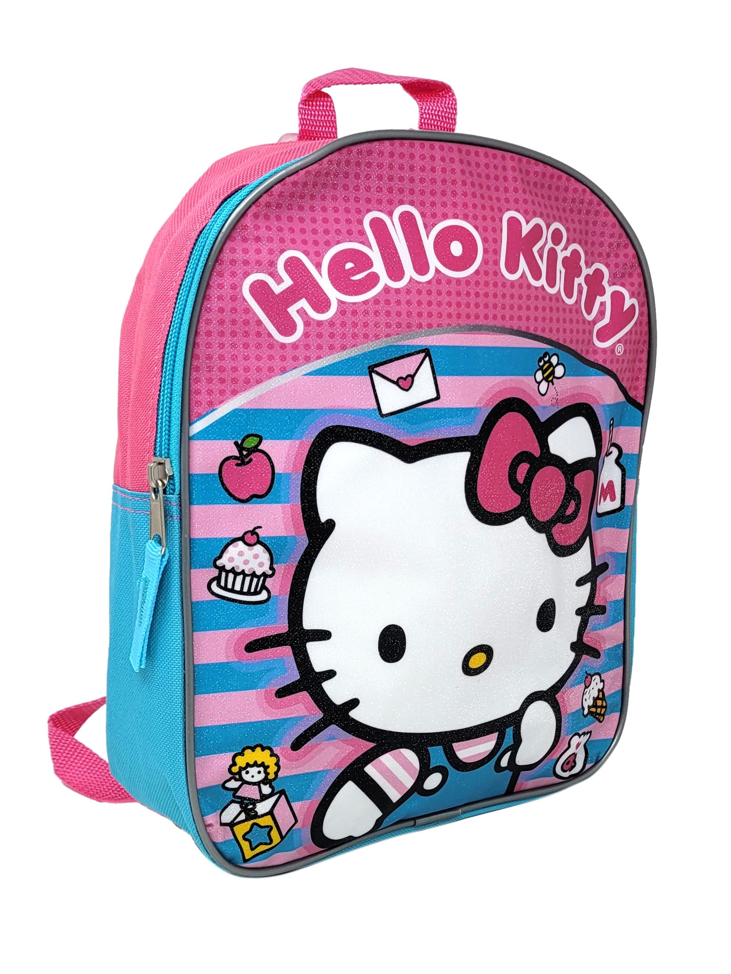 Hello Kitty Backpack 11" Mini Pink & Sanrio Suction Toothbrush w/ Cover Cap Set