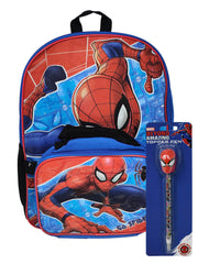 Spider-Man Backpack 16" & Insulated Lunch Bag 2-Pcs w/ Marvel Topper Pen Set