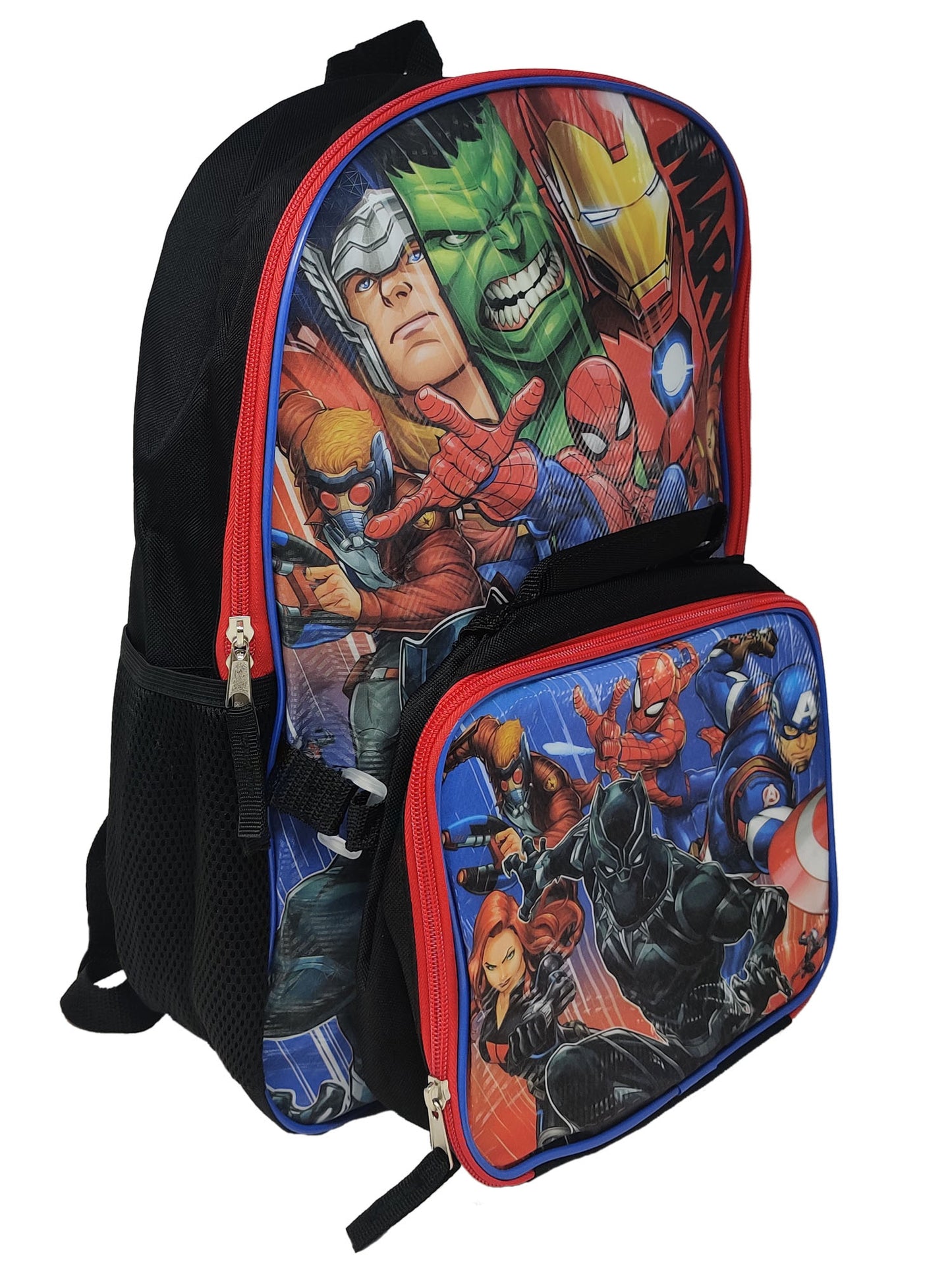 Avengers 16" Backpack & Insulated Lunch Bag w/ Marvel 4-Sheet Sticker Book Set