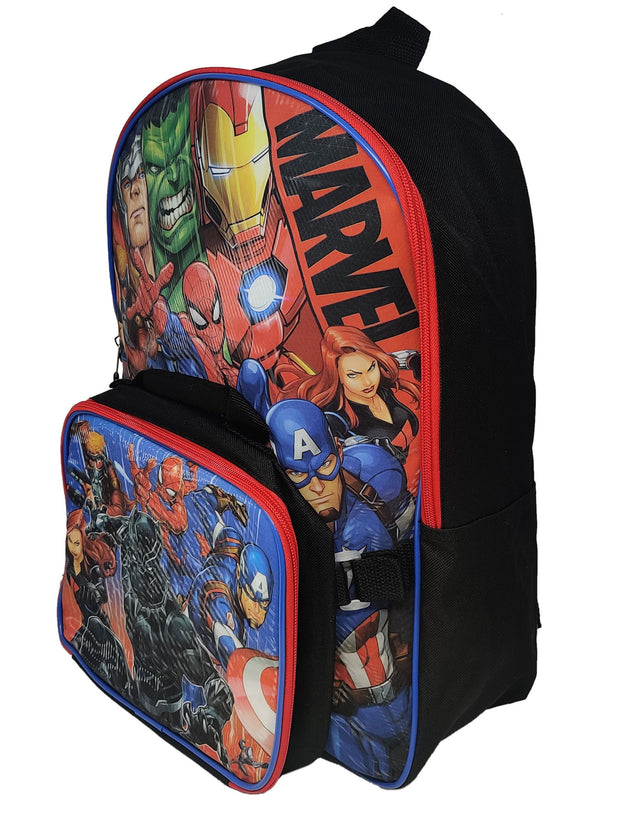 Avengers Spider-Man Thor Hulk 16" Backpack & Insulated Lunch Bag Marvel