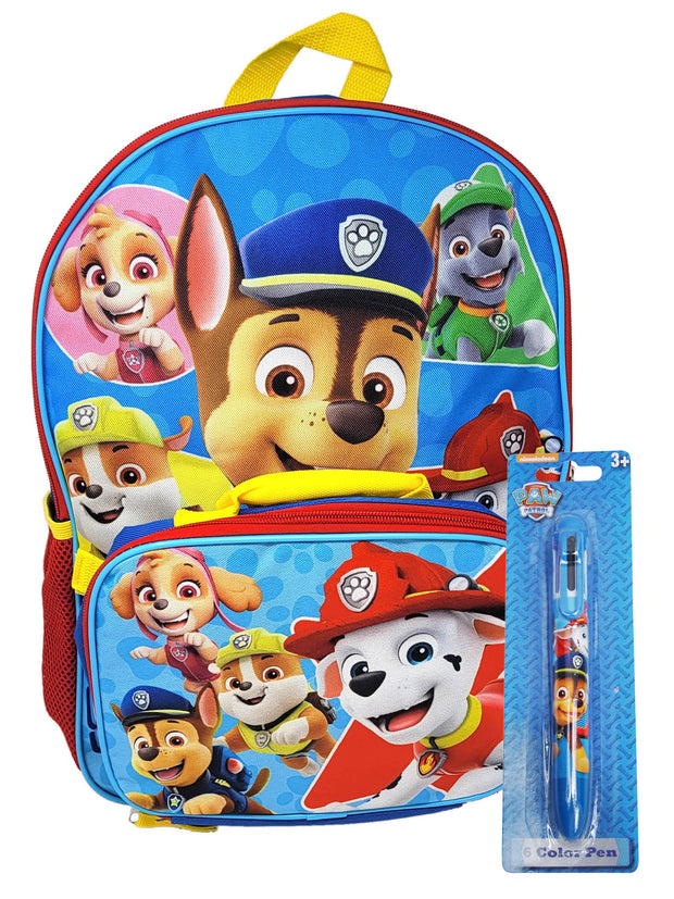 Paw Patrol Backpack 16" w/ Lunch Bag 2-Piece Set & Retractable Ballpoint Pen