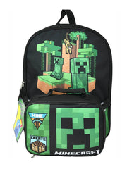 Minecraft Backpack & Lunch Bag Insulated Detachable Creepers Ocelot Set