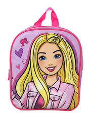 Barbie 11" Mini Backpack Pink w/ 5-Piece Cosmetic Accessory Set Lip Gloss Girls