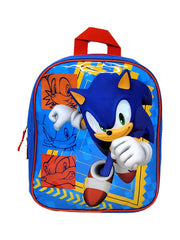 Sonic Hedgehog Movie Backpack 11" Mini Toddler Tails Knuckles Sega Boys Blue Red