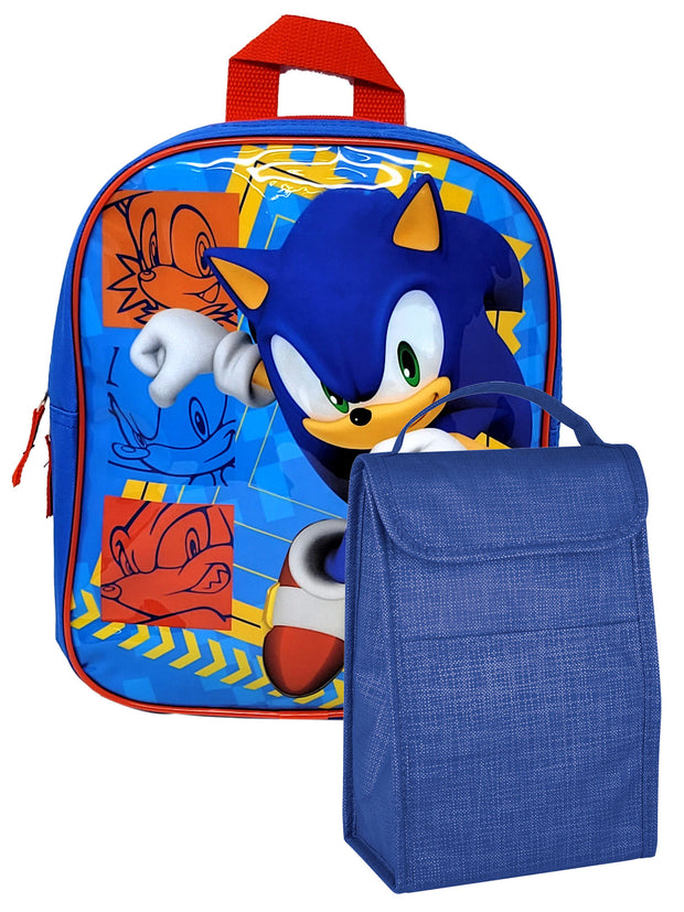 Sonic The Hedgehog Kids Lunch Box Raised Character Insulated Lunch Bag Tote  Blue
