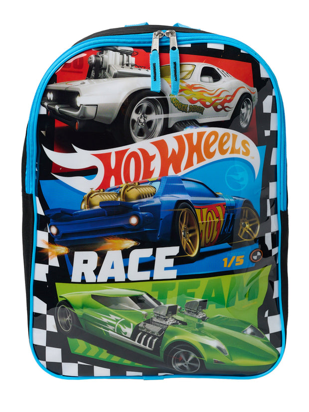 Hot Wheels Backpack 15" Sports Cars Blue Red Green Boys Toddler Kids School Bag