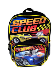 Hot Wheels Backpack 16" & Insulated Lunch Bag Detachable 2-Pcs Race Cars Yellow