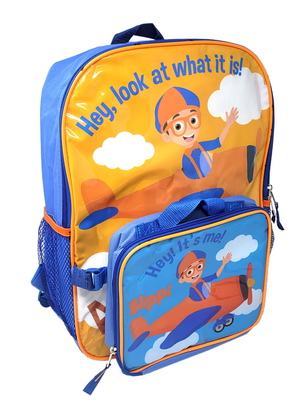 Blippi Backpack 16" Hey It's Me & Insulated Lunch Bag Detachable 2-Pcs Set