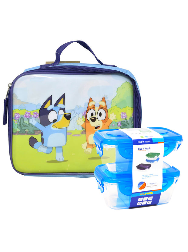 Bluey Insulated Lunch bag w/ 2-Piece Snack Food Container Set