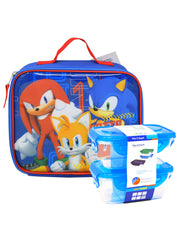 Sonic The Hedgehog Insulated Lunch Bag Go Fast w/ 2-Pack Food Container Set