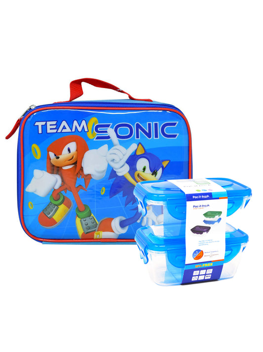 Team Sonic Knuckles Insulated Lunch Bag & 2-Pack Snack Container Set