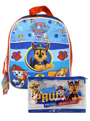 Paw Patrol Small 11" Backpack Sky Pups Heroes & 3-Ring Large Zipper Pencil Case