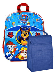 Paw Patrol 11" Backpack Mini Chase Marshall Pups w/ Insulated Lunch Bag Set