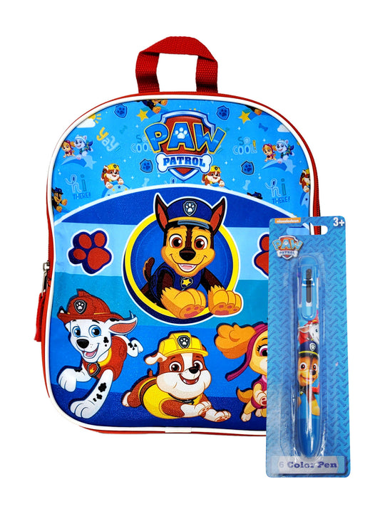 Paw Patrol Small 11" Backpack Pup Heroes w/ 6-Color Retractable Ballpoint Pen
