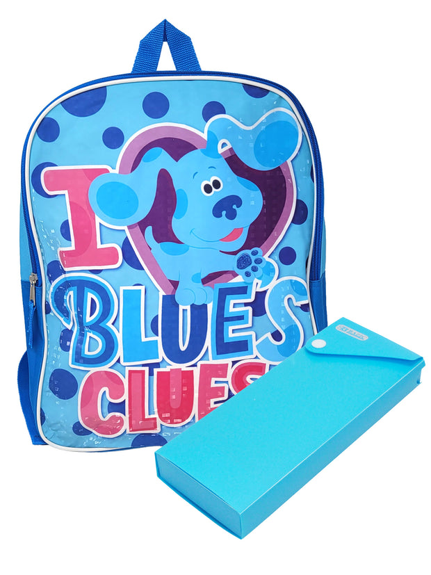 Blue's Clues School Backpack Nickelodeon Pup w/ Sliding Pencil Case 2 Piece Set