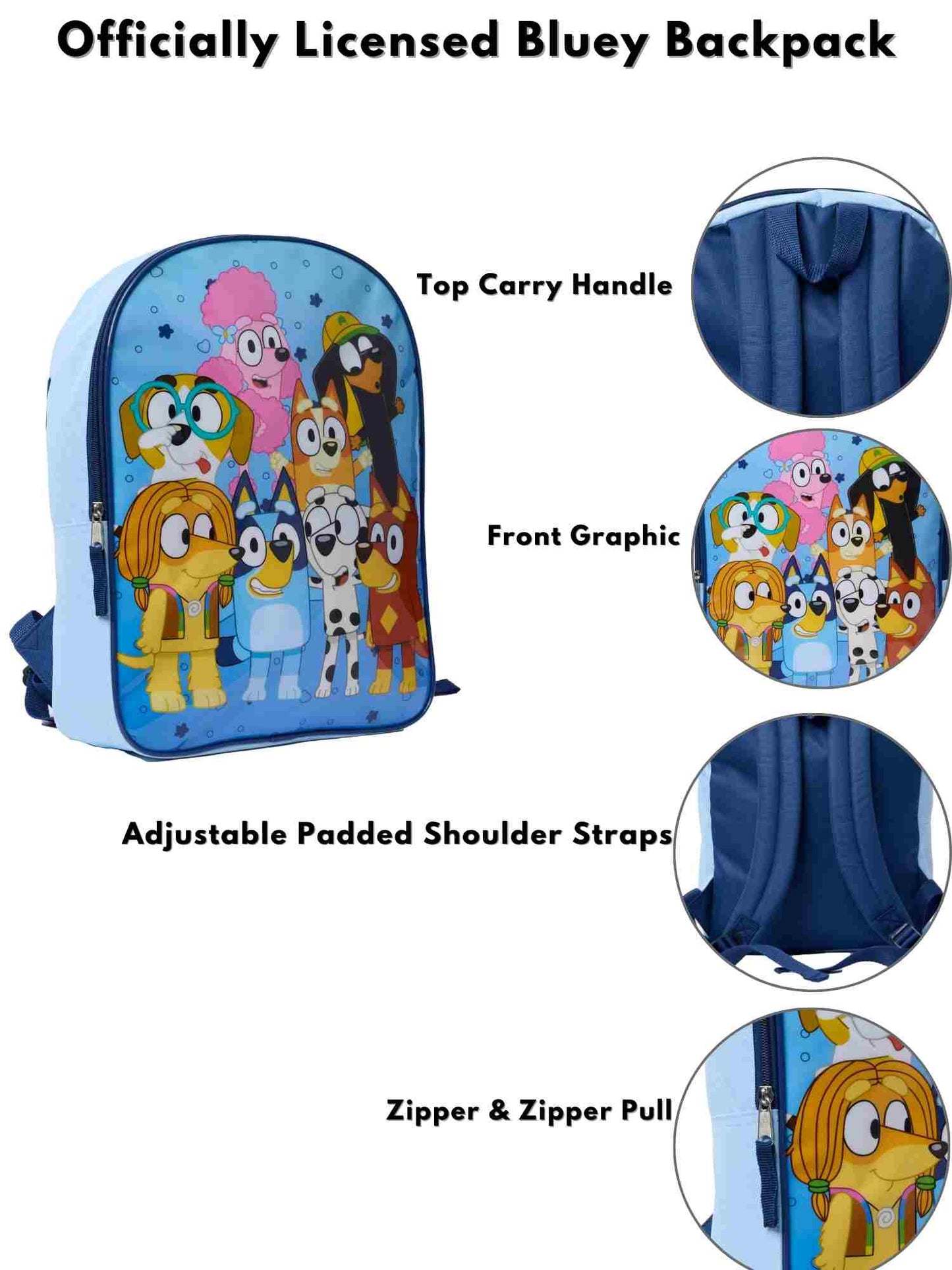 Bluey Bingo and Friends Backpack & Hair Brush 2-Piece Set Blue