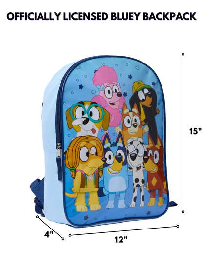 Bluey Bingo and Friends Backpack & Hair Brush 2-Piece Set Blue