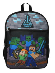 Minecraft 16" Backpack Steve Alex Creepers Zombies & Insulated Lunch Bag Set