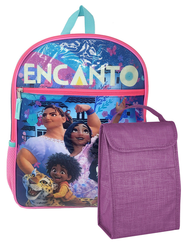 Encanto 16" Backpack Disney Isabel Mirabel Girls & Purple Insulated Lunch Bag