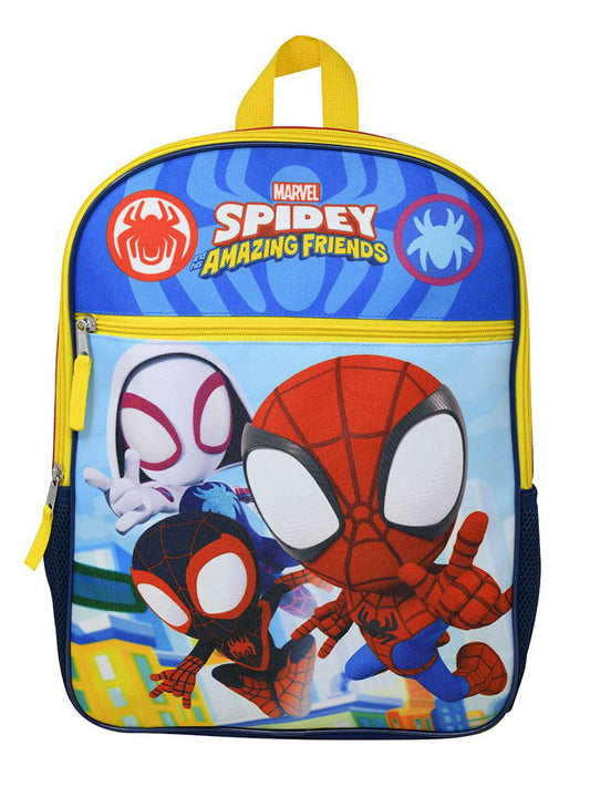 Marvel Spidey Backpack 15" Spider-Man Spider-Gwen Miles Morales Boys Kids Blue