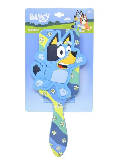 Bluey Hair Brush Girls Kids Paddle Brush Rubber Molded Blue Yellow