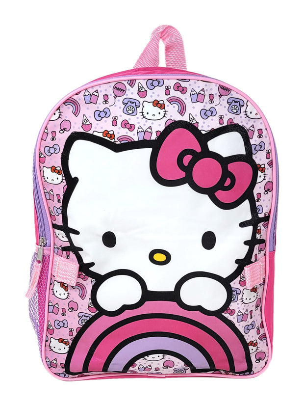 Hello Kitty 16" Backpack Rainbows w/ Detachable Insulated Lunch Bag set