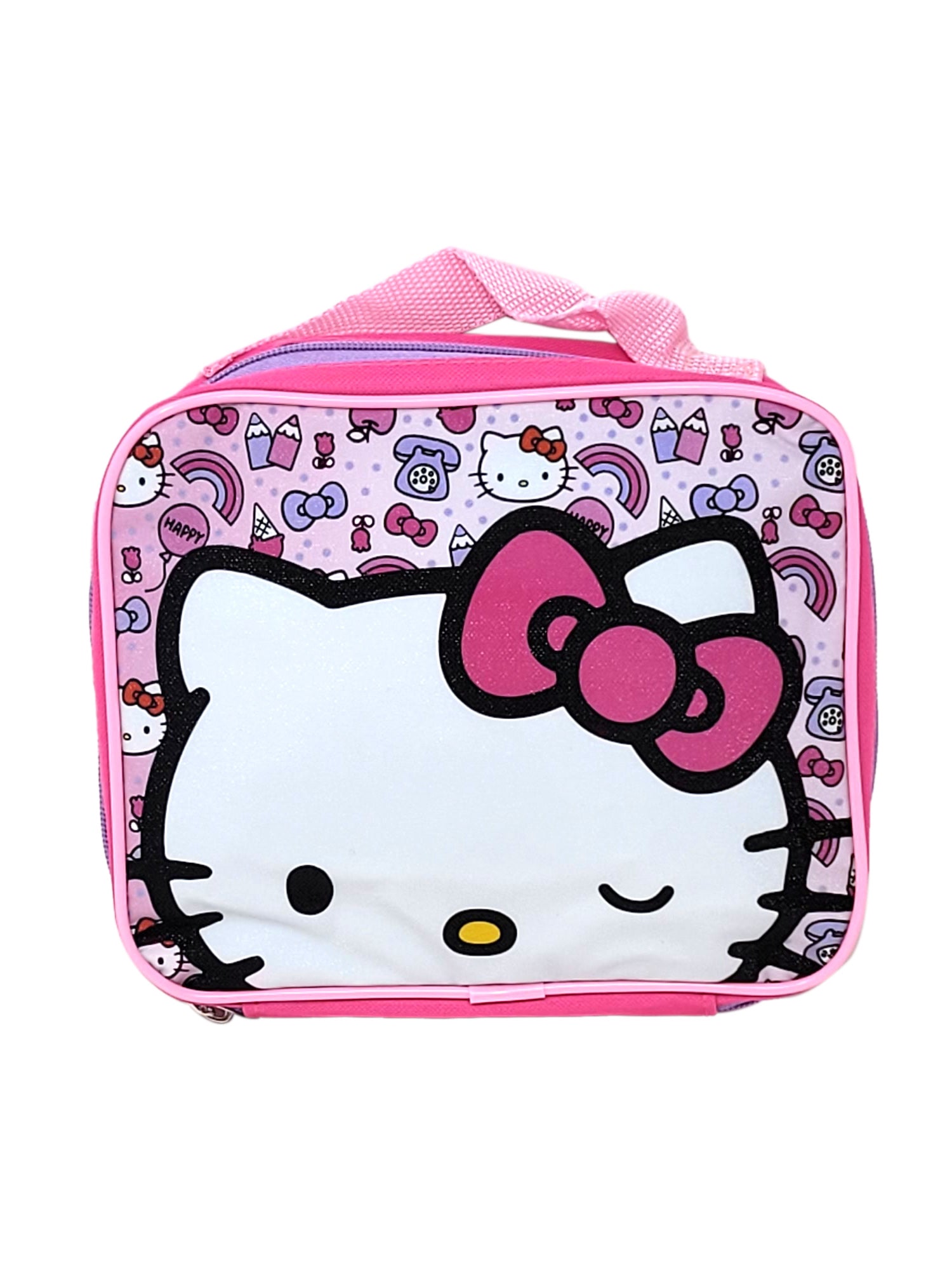 Hello Kitty 16" Backpack Rainbows w/ Detachable Insulated Lunch Bag set