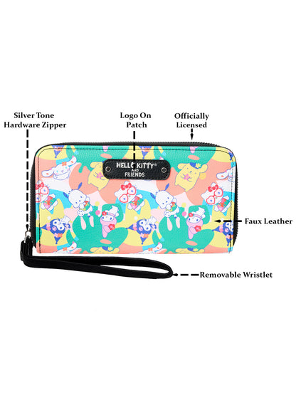 Hello Kitty Women's Wallet Zippered Wristlet Strap Sanrio Kuromi Melody Pochaco
