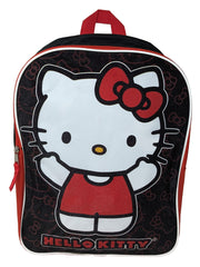 Hello Kitty Backpack 15" Black Red & Sanrio Suction Toothbrush w/ Cover Cap Set