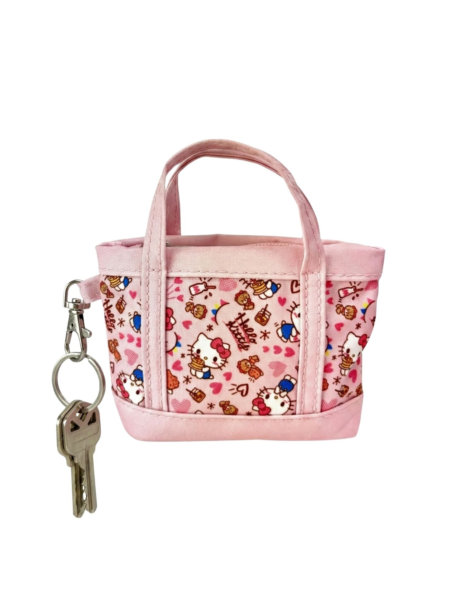 Hello Kitty Pink Mini Tote Bag Charm with Zippered Pouch Accessory