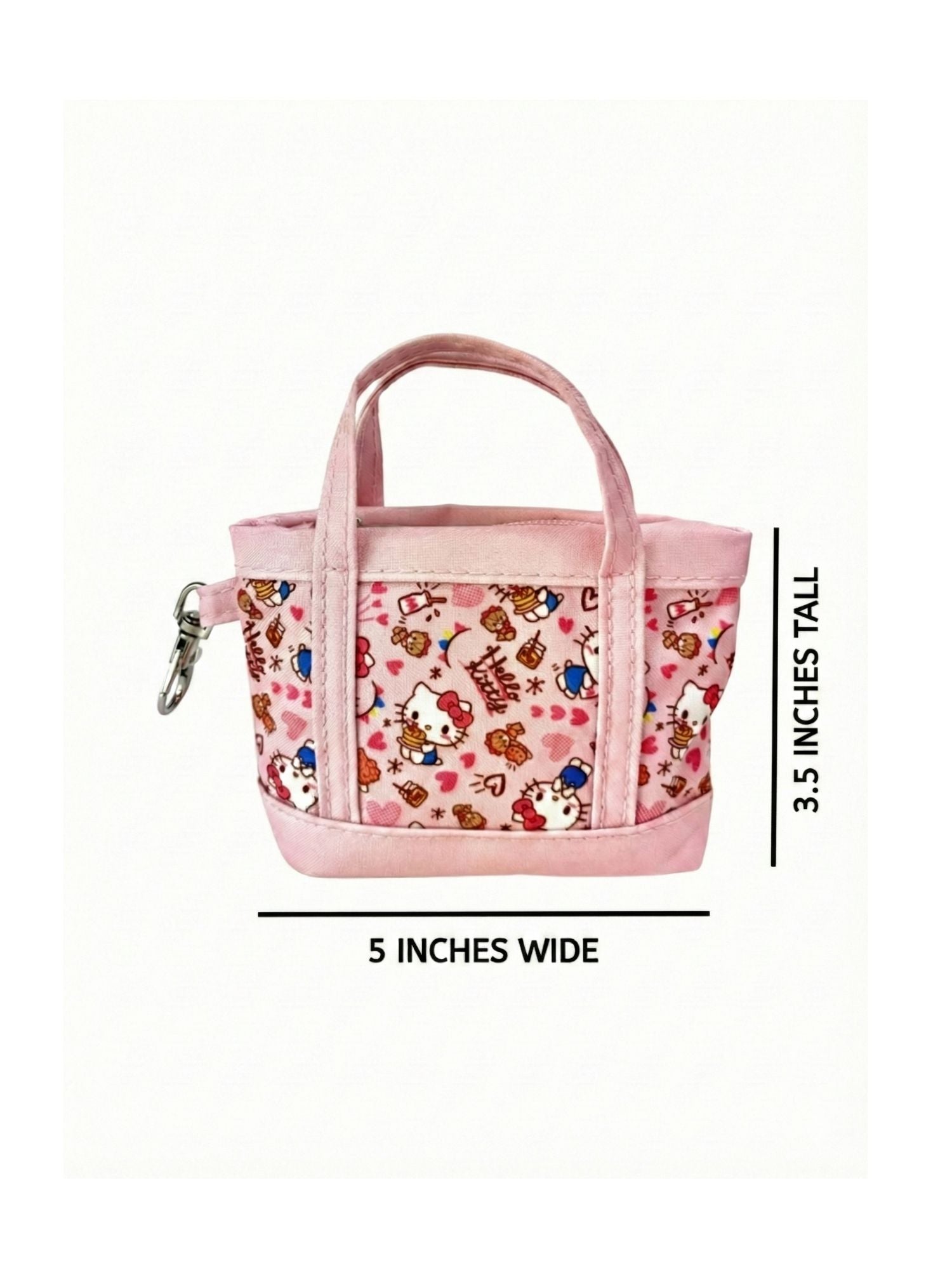 Hello Kitty Pink Mini Tote Bag Charm with Zippered Pouch Accessory
