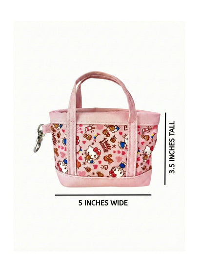 Hello Kitty Pink Mini Tote Bag Charm with Zippered Pouch Accessory