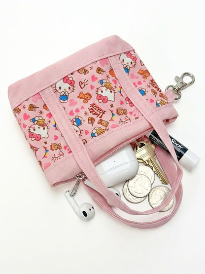 Hello Kitty Pink Mini Tote Bag Charm with Zippered Pouch Accessory