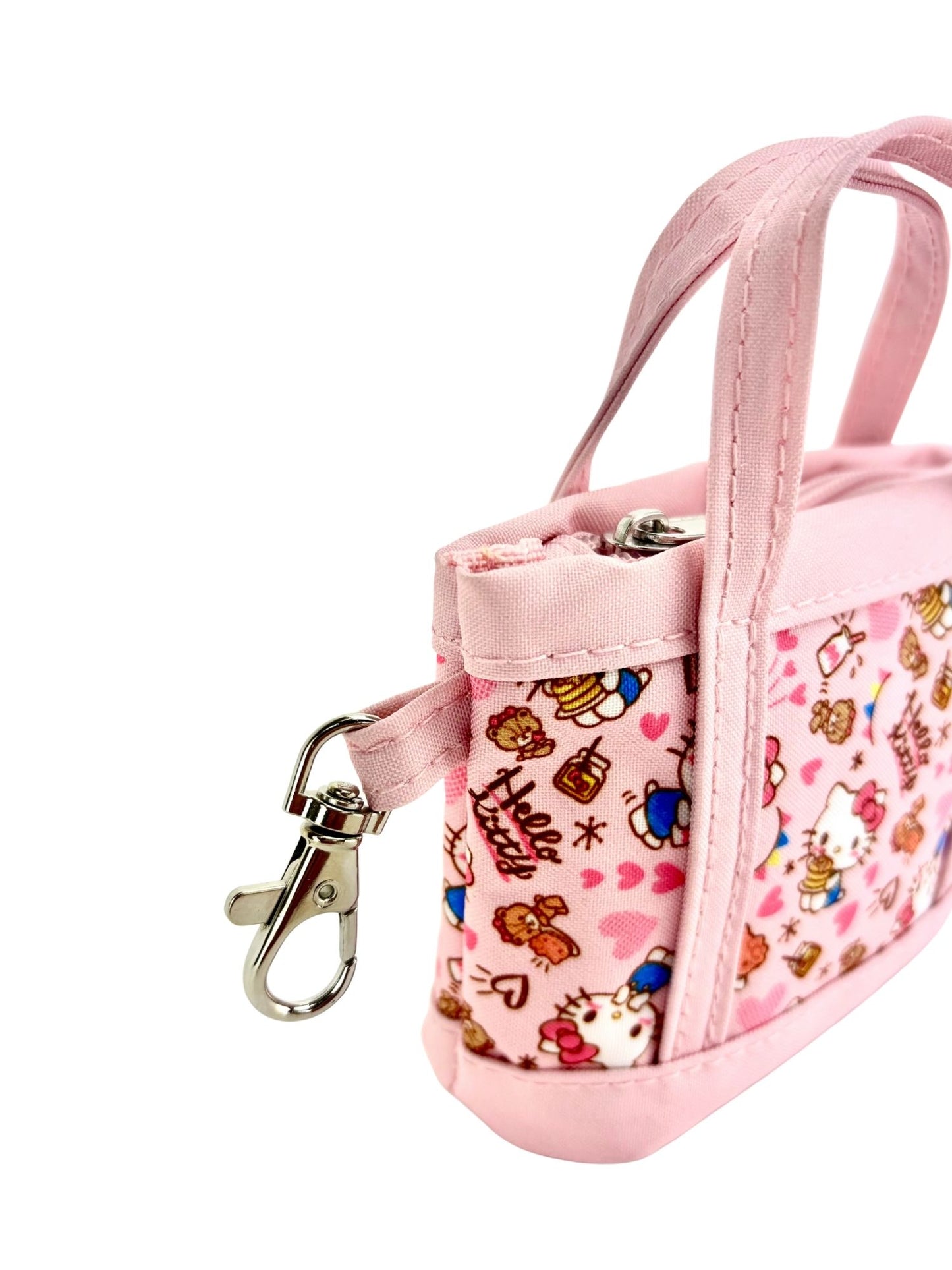 Hello Kitty Pink Mini Tote Bag Charm with Zippered Pouch Accessory