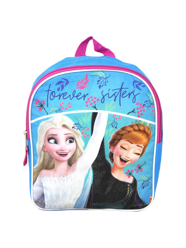 Frozen Backpack 11" Forever Sisters w/ Disney Anna Elsa Lucite Key Chain Set