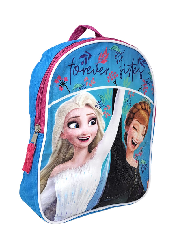 Disney Frozen Backpack Small 11" Anna Elsa Forever Sisters Blue Purple