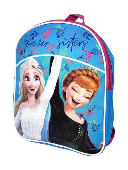 Disney Frozen Backpack Small 11" Anna Elsa Forever Sisters Blue Purple
