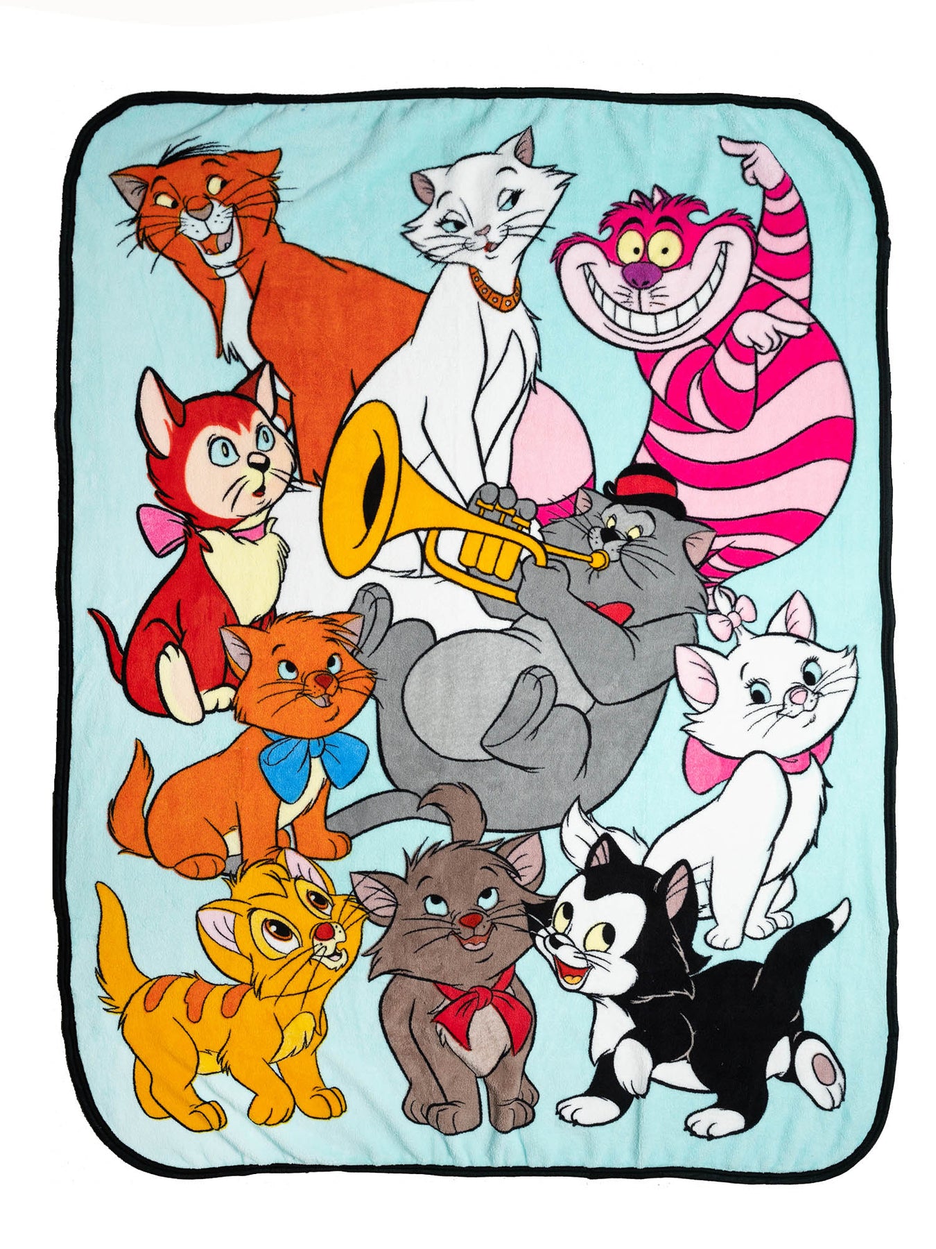 Disney Cats Throw Blanket 46 x 60 Plush Figaro Cheshire Cat