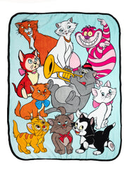 Disney Cats Throw Blanket 46" x 60" w/ Cat Rope Tote Bag Travel Carry-On Set