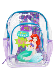 Disney The Little Mermaid Ariel Clear Transparent Backpack 16"