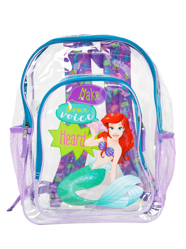 Disney The Little Mermaid Transparent Backpack 16" Ariel Clear School Bag