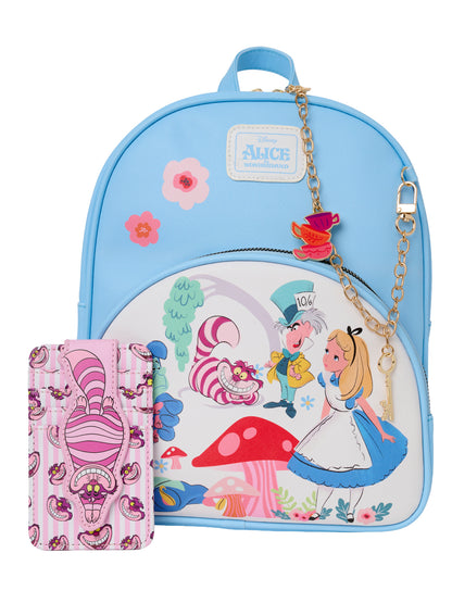 Alice in Wonderland Mini Backpack & Cheshire Cat Cardholder Wallet 2-Piece Set