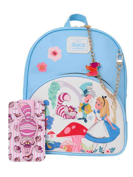 Alice in Wonderland Mini Backpack & Cheshire Cat Cardholder Wallet 2-Piece Set