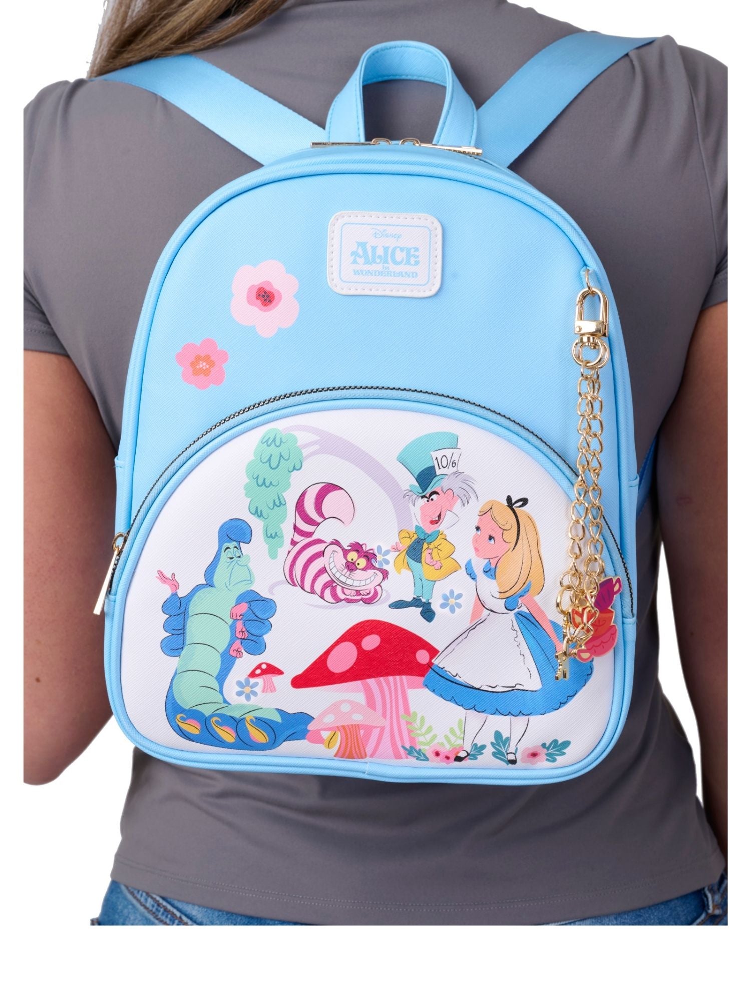 Alice in Wonderland Mini Backpack Disney Bag with Detachable Charm Cheshire Cat