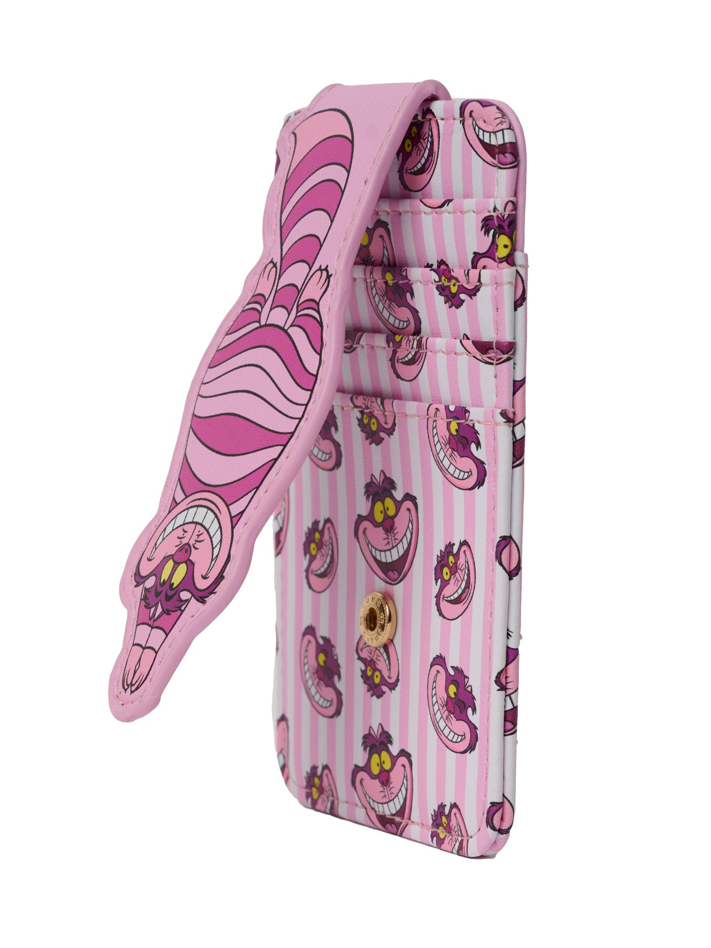 Womens Disney Cheshire Cat Card Holder Wallet Button Snap Closure