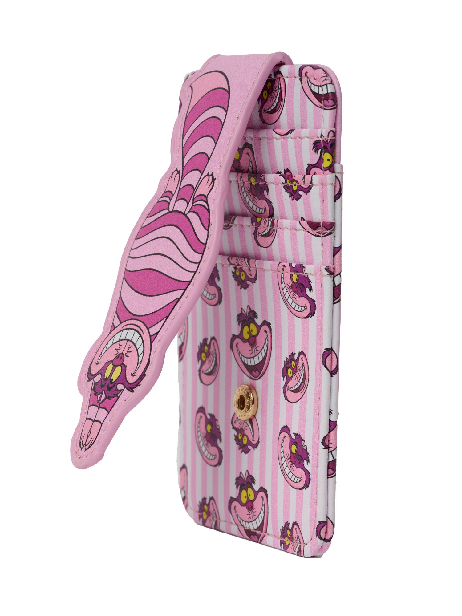 Womens Disney Cheshire Cat Card Holder Wallet Button Snap Closure
