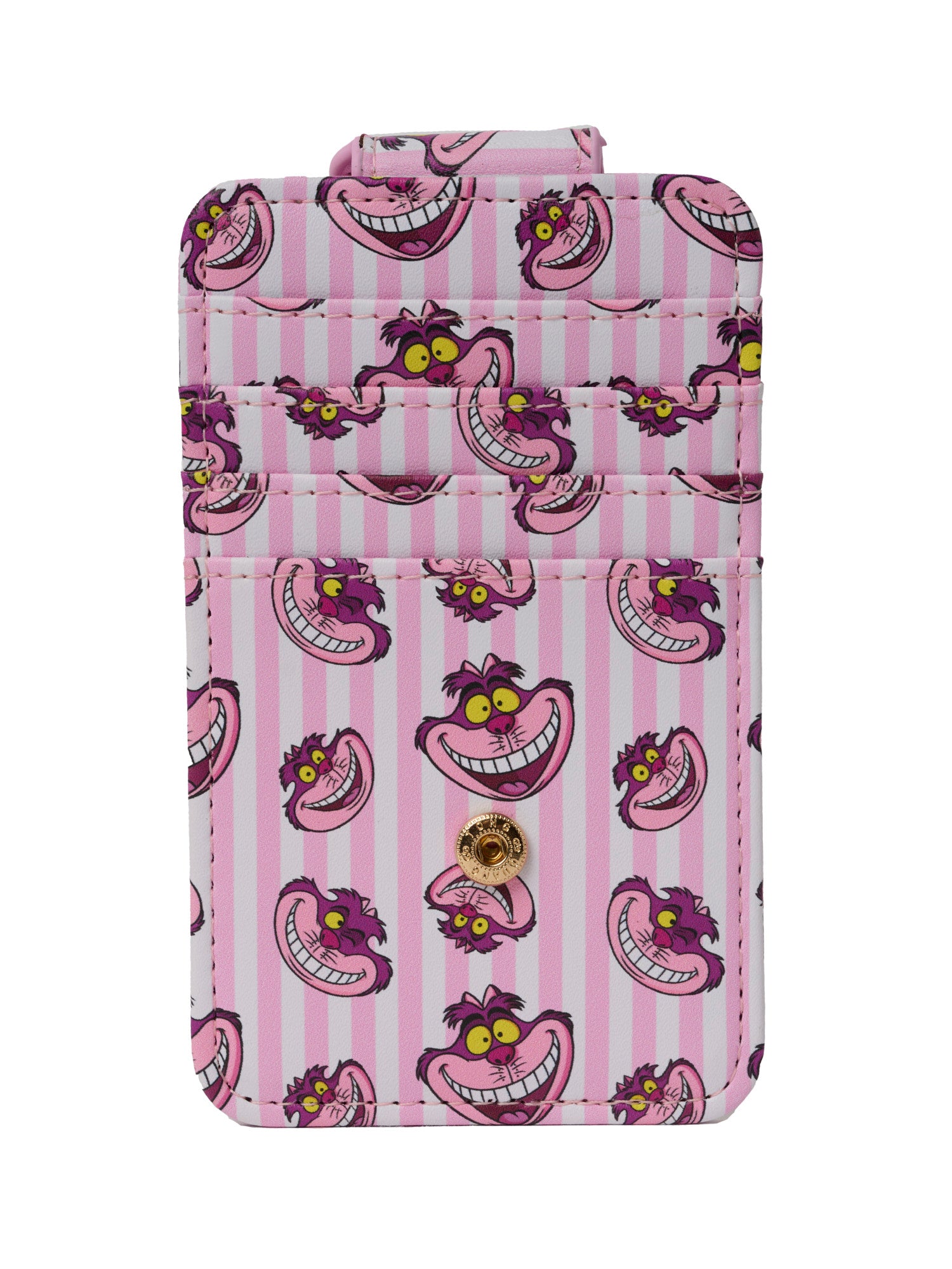 Womens Disney Cheshire Cat Card Holder Wallet Button Snap Closure