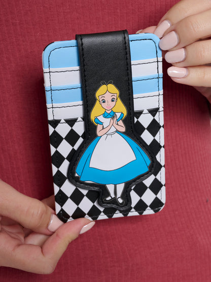 Womens Disney Alice in Wonderland Card Holder Wallet Button Snap Closure